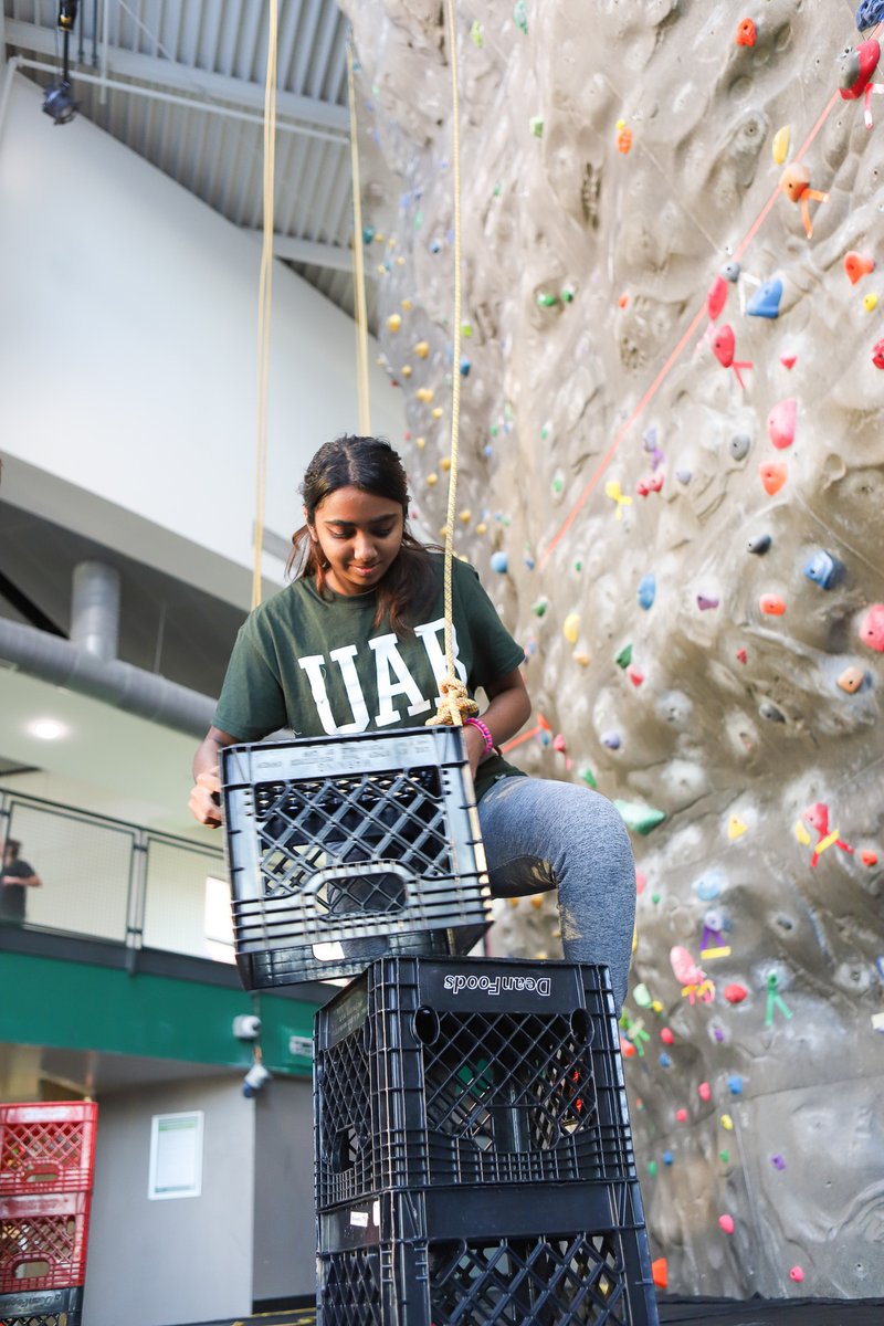 Balance your way to victory in the crate stacking contest! Stack crates as high as you can while climbing them at the same time! Participants will climb crates and stack more under them while strapped to a harness at the URec Climbing Wall. This event is Free! April 9 at 5 pm.