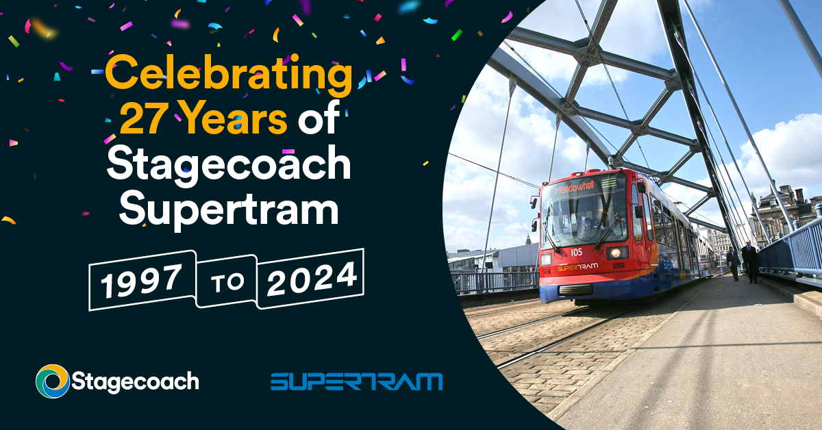 Today, on its 30th birthday and after 27 years of Stagecoach management, we’re saying farewell to Supertram as the network comes under the new management of SYMCA. To our customers and colleagues, thank you for joining us on the journey – it’s been tram-endous!