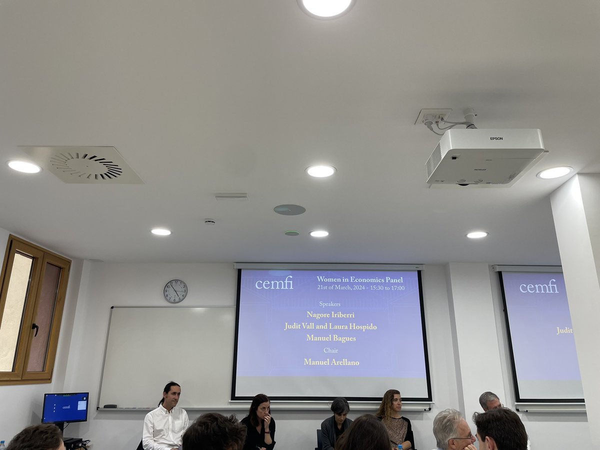 En @CEMFInews en un panel Súper Interesante sobre Women in Economics con @laura_hospido , @juditvall , @manuelbagues y Nagore, Moderado por @manolo_arellano