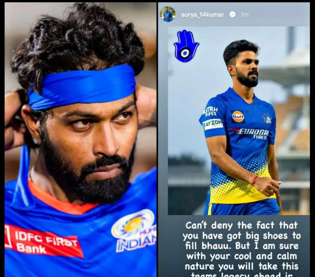 Surya posted a story for new csk captain but not for the new Mi captain, clearly shows that surya is not happy with hardik to be captained😌🤞 #TATAIPL2024 #MSDhoni #RohitSharma𓃵