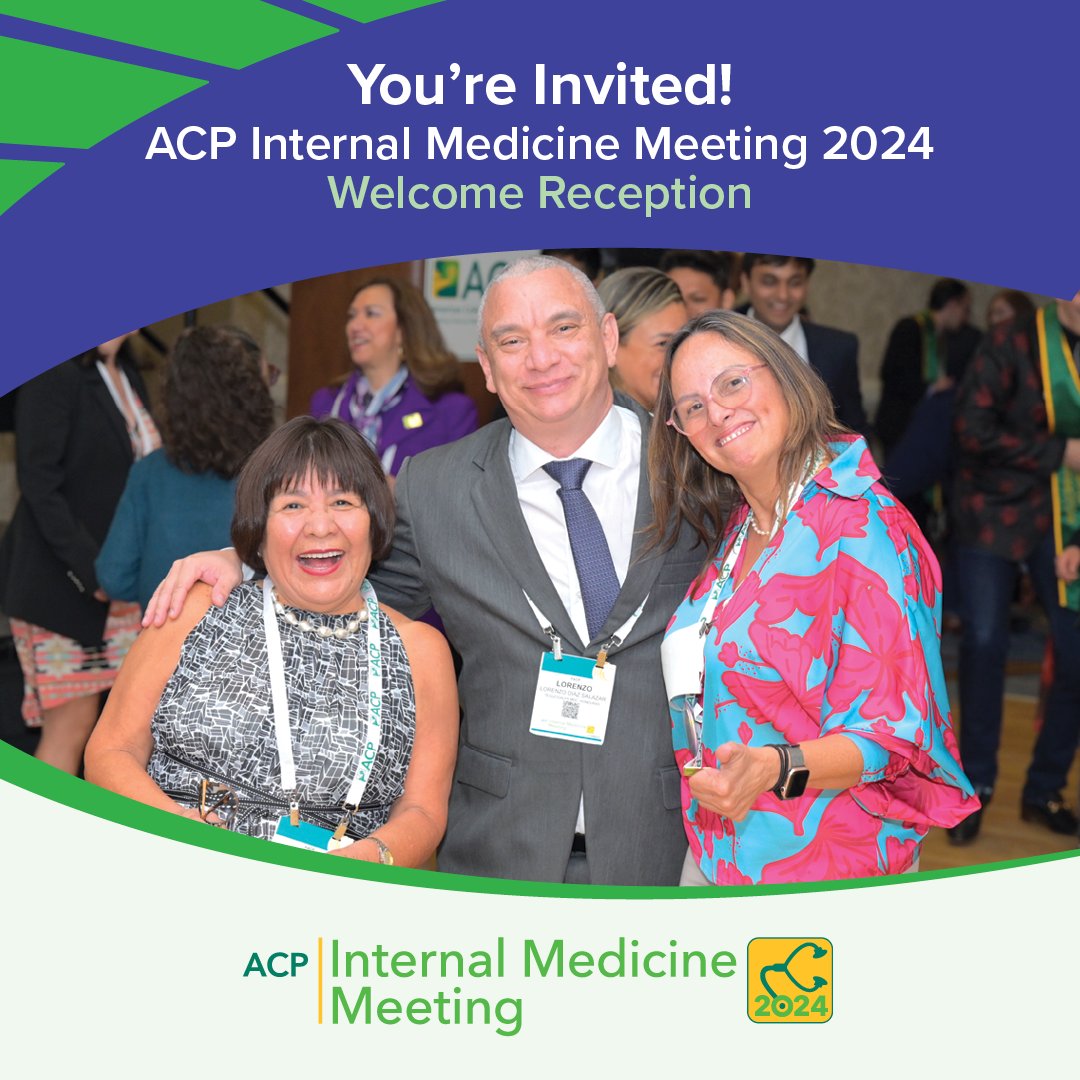 New! Internal Medicine Meeting Welcome Reception on April 18 from 7:00-8:30 p.m. EST at #IM2024. Join your colleagues to network and celebrate the depth and breadth of the #IMPhysician identity, and uplift our professional diversity. Reserve your ticket: ow.ly/i7i150QEmFA