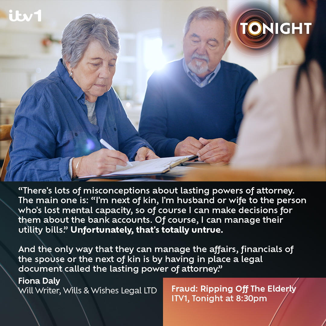 We spoke to Fiona Daly about the misconceptions of lasting powers of attorney... @PaulBrandITV examines the financial abuse of older people by their family, friends and those in positions of trust and asks: what can be done to protect them? Get involved using #ITVTonight…