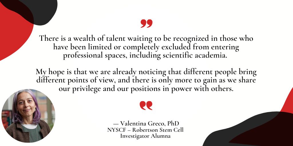 This #WomensHistoryMonth recognizes women who further #DEIB in #STEM. NYSCF – Robertson #StemCell Investigator Alumna @valentatormenta of @Yale is a fierce advocate for #GenderEquality, and shares her tips for enabling progress: bit.ly/3VdLgRn