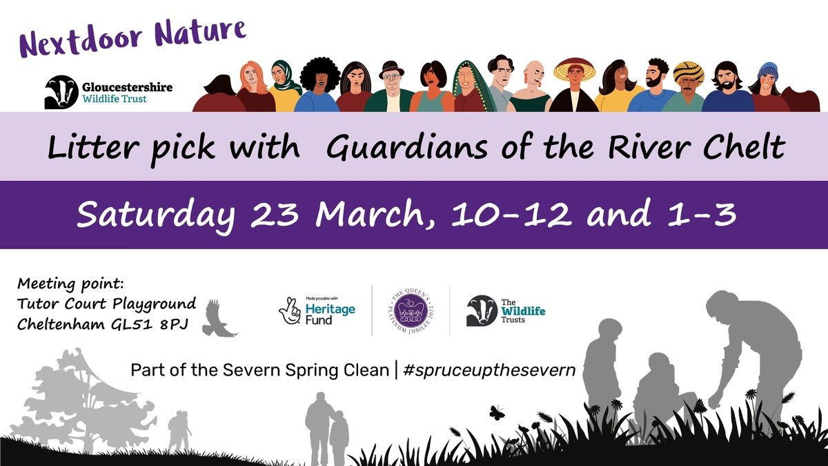 We’re cleaning up the Chelt! At The Moors Pocket Park. Come along to improve your local area for wildlife and people, learn about the issues facing our rivers, and make new friends.

More info: frances.halstead@gloucestershirewildlifetrust.co.uk

#spruceupthesevern #cheltenham