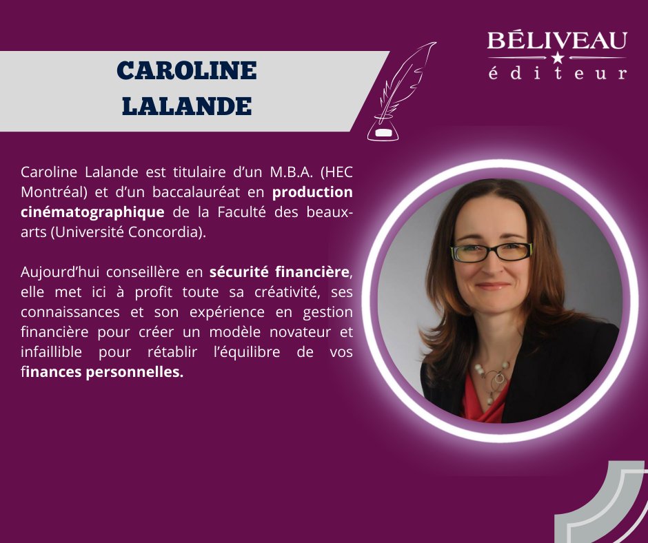 #AuteursExtraordinaires Avez-vous envie de mieux gérer vos finances? Découvrez Caroline Lalande!

#AuteursAuthentiques
#AuteursQuébécois
#LivrePalpitant