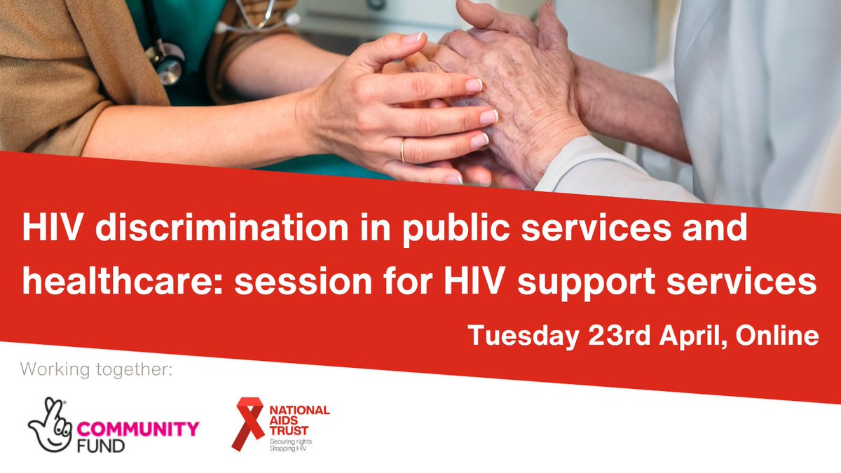 Do you work in an HIV support service in #England? Come to our free webinar on Tuesday, April 23rd, and learn how to support people living with HIV who are experiencing discrimination in healthcare and other public services. Sign up here🔻 act.nat.org.uk/webinar-hiv-di…