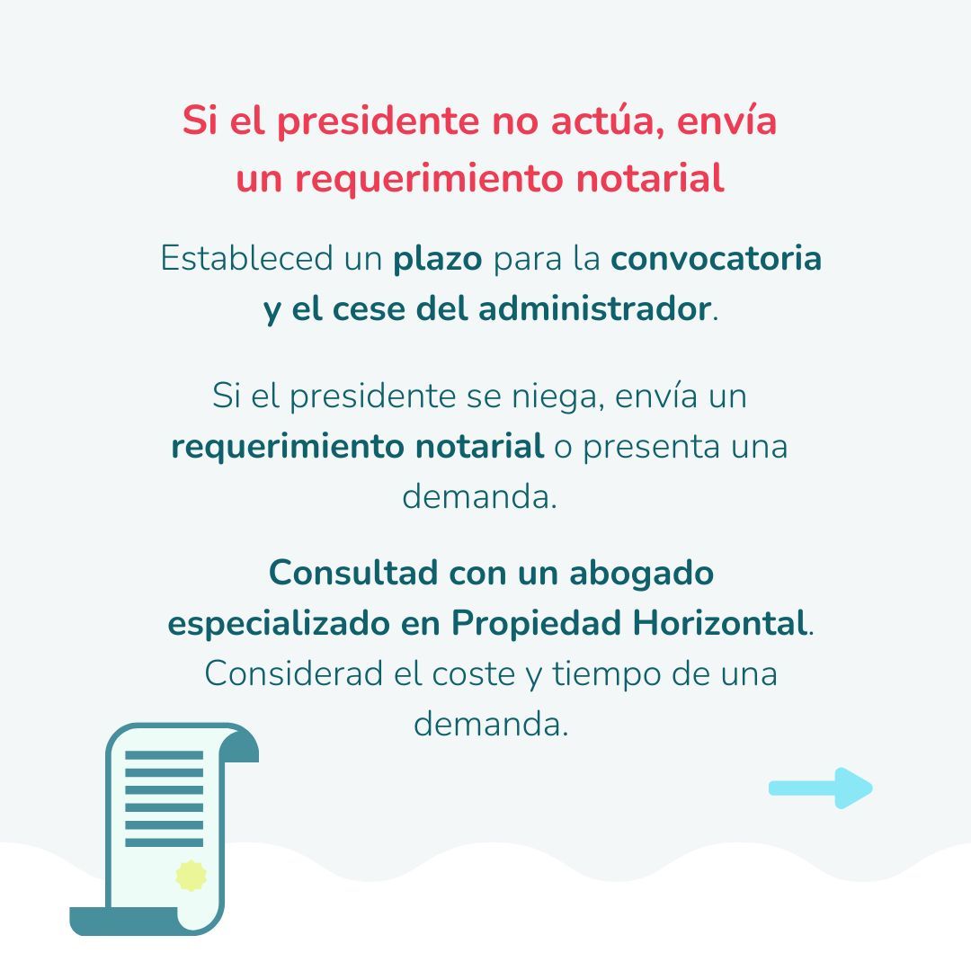 ¿Junta para cambiar al administrador bloqueada por el presidente? 🚫 No hay problema. Si somos el 25%, ¡podemos convocarla! 🏘️ #VecinosAlPoder 

buff.ly/4ctiYIH