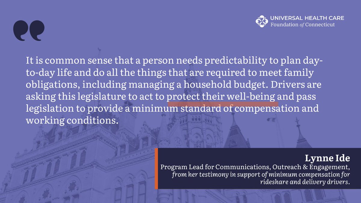 We support #HB5470: An Act Concerning Rideshare and Delivery Minimum standards. Without a living wage, rideshare and delivery drivers are unable to achieve wellbeing and experience a negative impact on their health.
Track the bill here: bit.ly/3TjsfKP