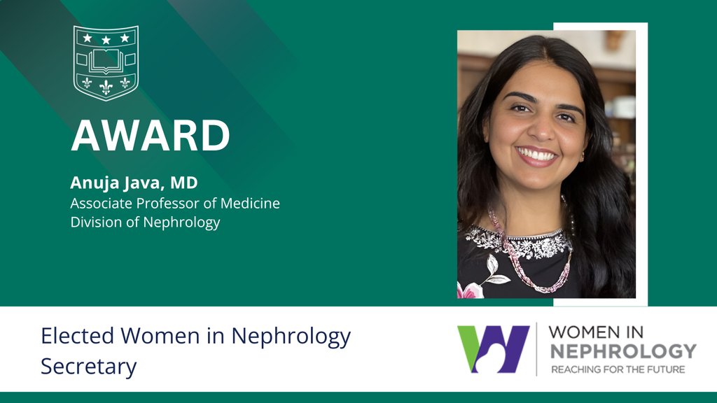 Congrats to @WUSTLmed @WUNephrology Anuja Java, MD, @anuja_java who was elected Secretary of @WomeninNephro organization.   WIN, founded in 1983, promotes professional development, mentorship, and education for women and men in nephrology.   Learn more> l8r.it/5zol