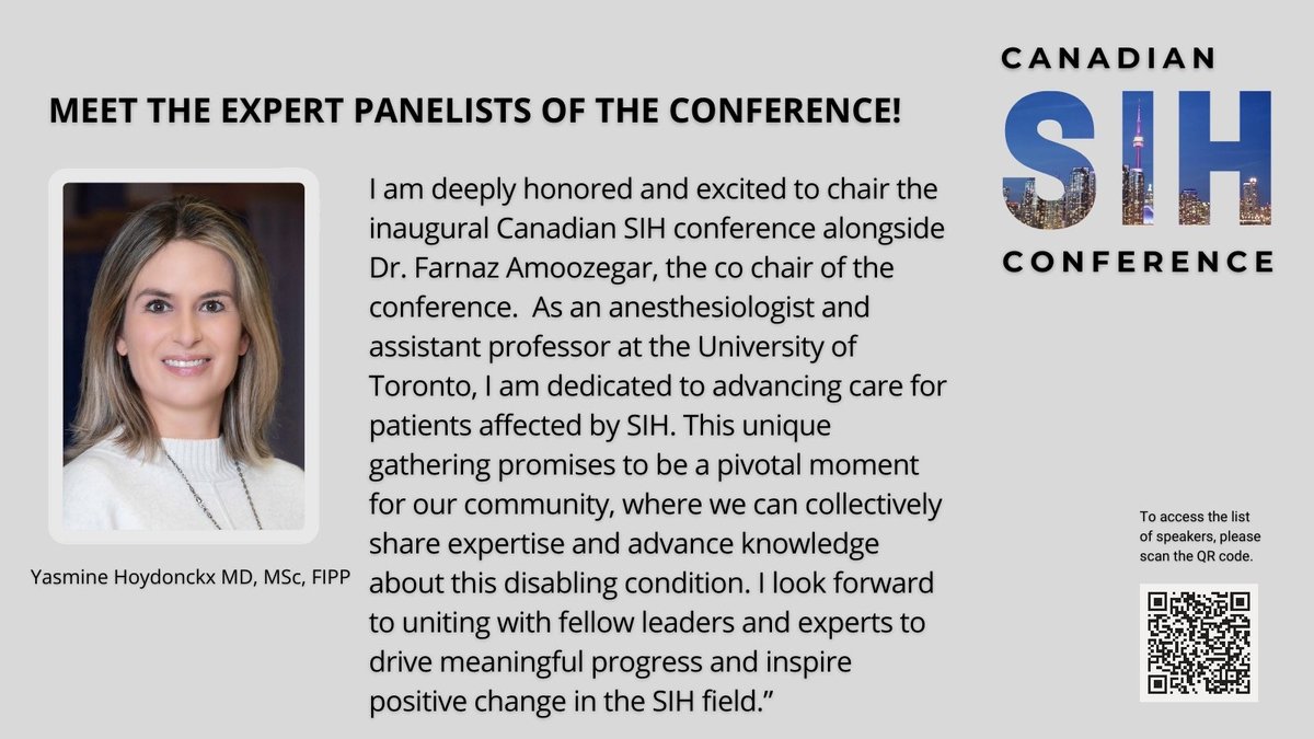 📍Canadian SIH Conference, May 4, in person in Toronto. A virtual option is also available. >>To learn more about the distinguished speakers, program and to register, please visit : tinyurl.com/57ywk6wy #MedEd #SpinalCSFLeak