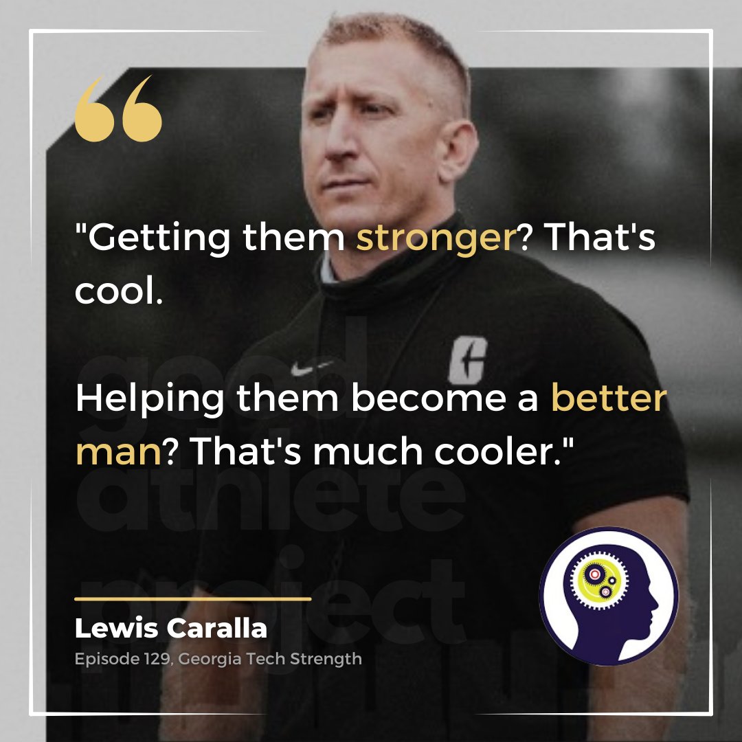 'Getting them stronger? That's cool. Helping them become a better man? That's much cooler.' - Lewis Caralla - Director of Strength & Conditioning @CharlotteFTBL (@LewisCaralla)🏈🔥 Good Athlete Podcast Ep. 129: podcasts.apple.com/us/podcast/the…