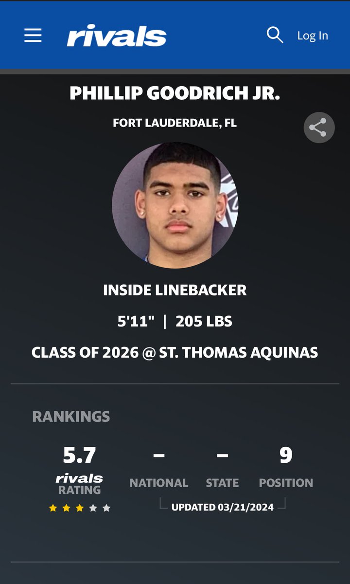Blessed to be rated a 3⭐️ on @Rivals!Thank you God, my Coaches, my Teammates #Lbeasts 🤞🏾, Parents and everyone who has supported and believed in me, This is just the beginning! #yougowego #RuleTheWorld #Brotherly_Love @CoachHarriott @coachs3132 @OLIE_7 @TwanRussell…