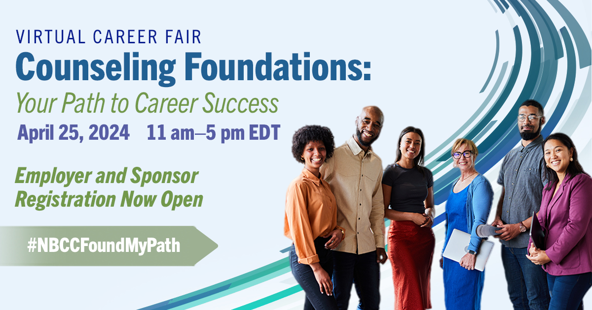 Registration for employers and sponsors ends in 2 weeks! Join the Counseling Foundations: Your Path to Career Success, a virtual career fair, on April 25. Register by April 15! Visit bit.ly/VCF24Pkgs for more info. #NBCCF #NBCCFoundMyPath