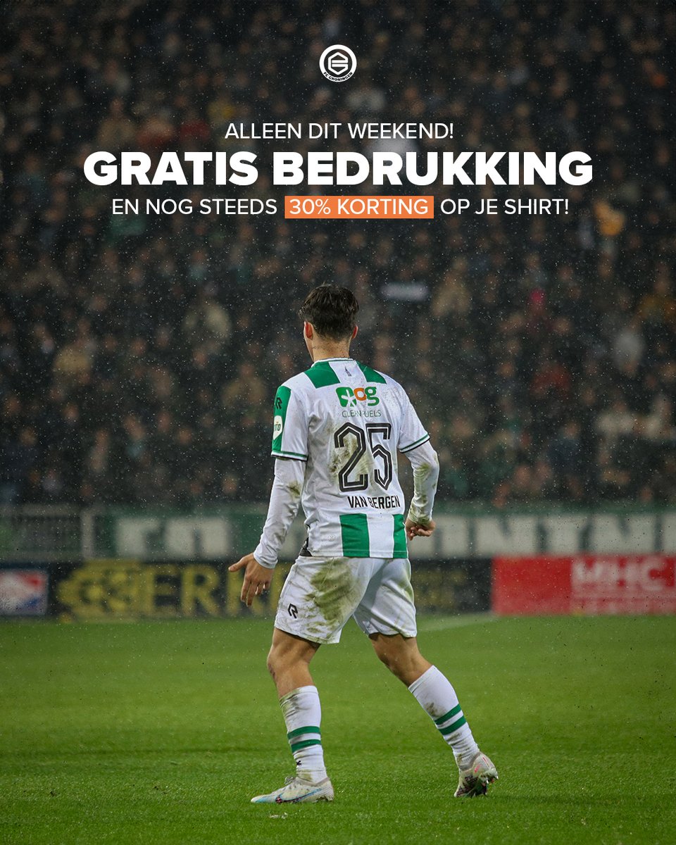 Alleen dit weekend: 𝐠𝐫𝐚𝐭𝐢𝐬 bedrukking!
➡️ webshop.fcgroningen.nl/producten/sale…