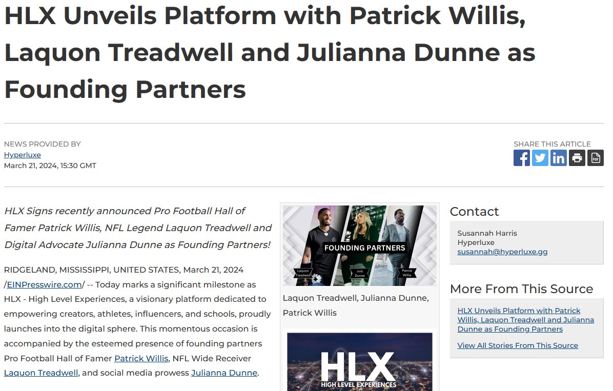 I'm thrilled to announce our new Founding Partners at @HLX_GG ! My team and I have been working hard for the past two months to support these amazing individuals. Without their dedication and teamwork, this wouldn't have been possible. Press Release einpresswire.com/article/696685…
