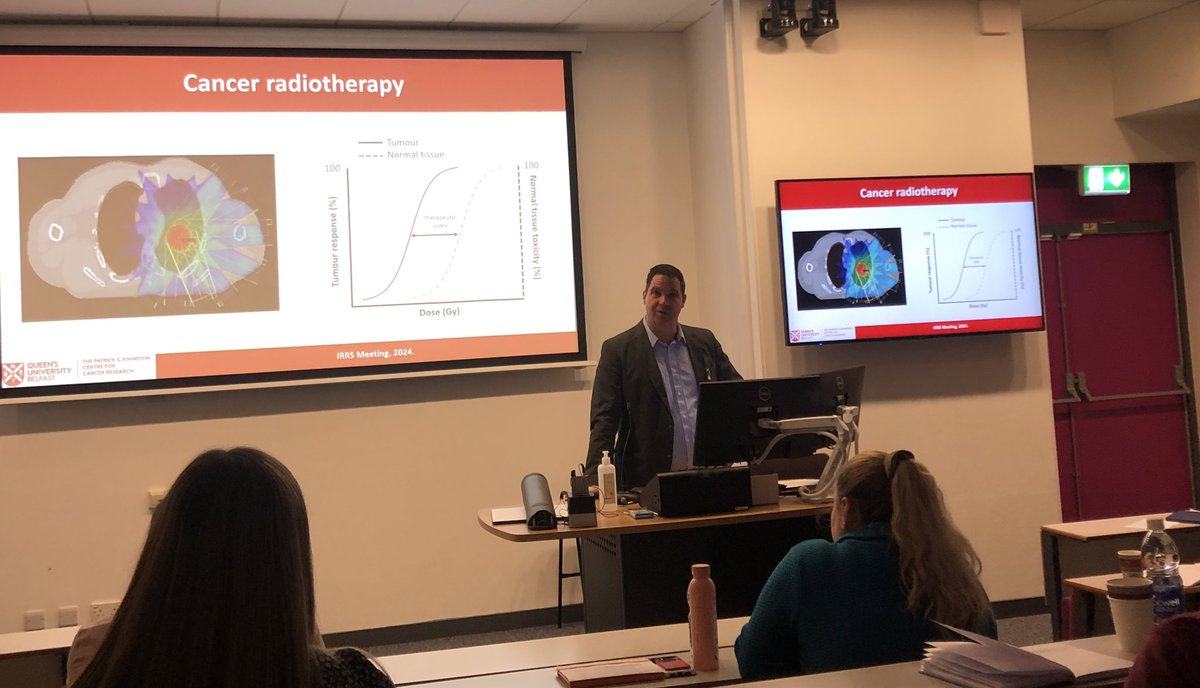 Great to be at the Irish Radiation Research Society meeting in @QUBelfast today and tomorrow. @K_Butterworth kicking off session 2 #IRRS2024 @WeAreTUDublin @TUDublin_RI