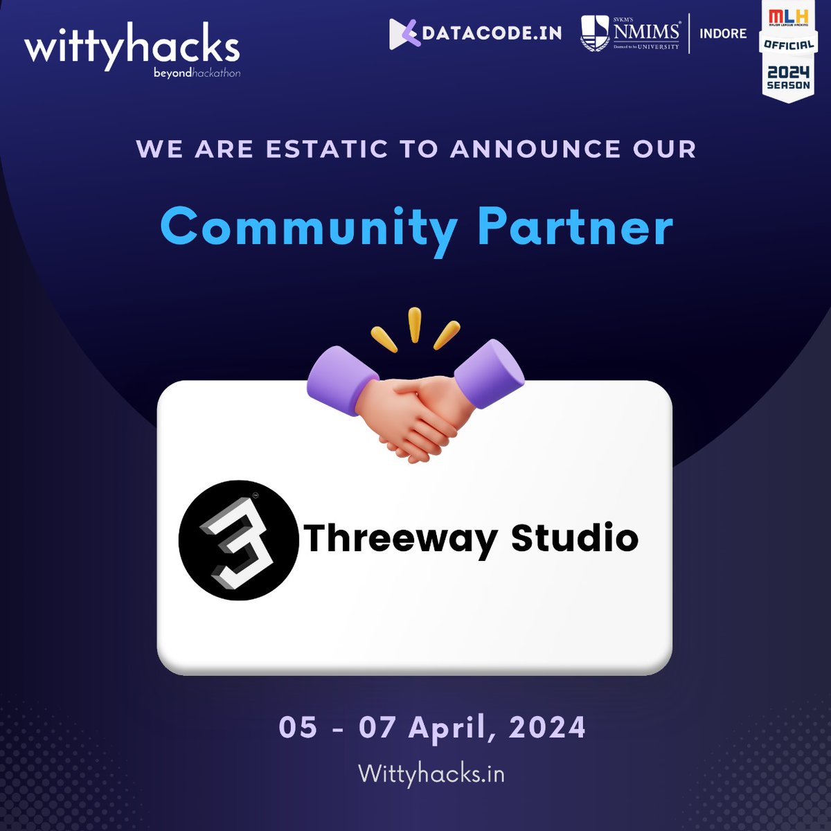 📣 Exciting News: Introducing Community Partner for the Wittyhacks 4.0! 🎉 We are thrilled to announce @StudioThreeway as our esteemed Community Partner. #wittyhacks