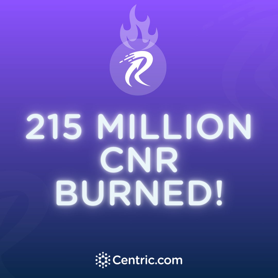 To date, the Centric protocol has actively burned a growing total of 215M $CNR. 

Over the last 24 hours, the protocol has burned 164,690 CNR. Over the last 7 days, the protocol has burned 1,159,853 CNR. 🔥

#CentricWarriors $CNS

Want to learn more about Centric? Join our…
