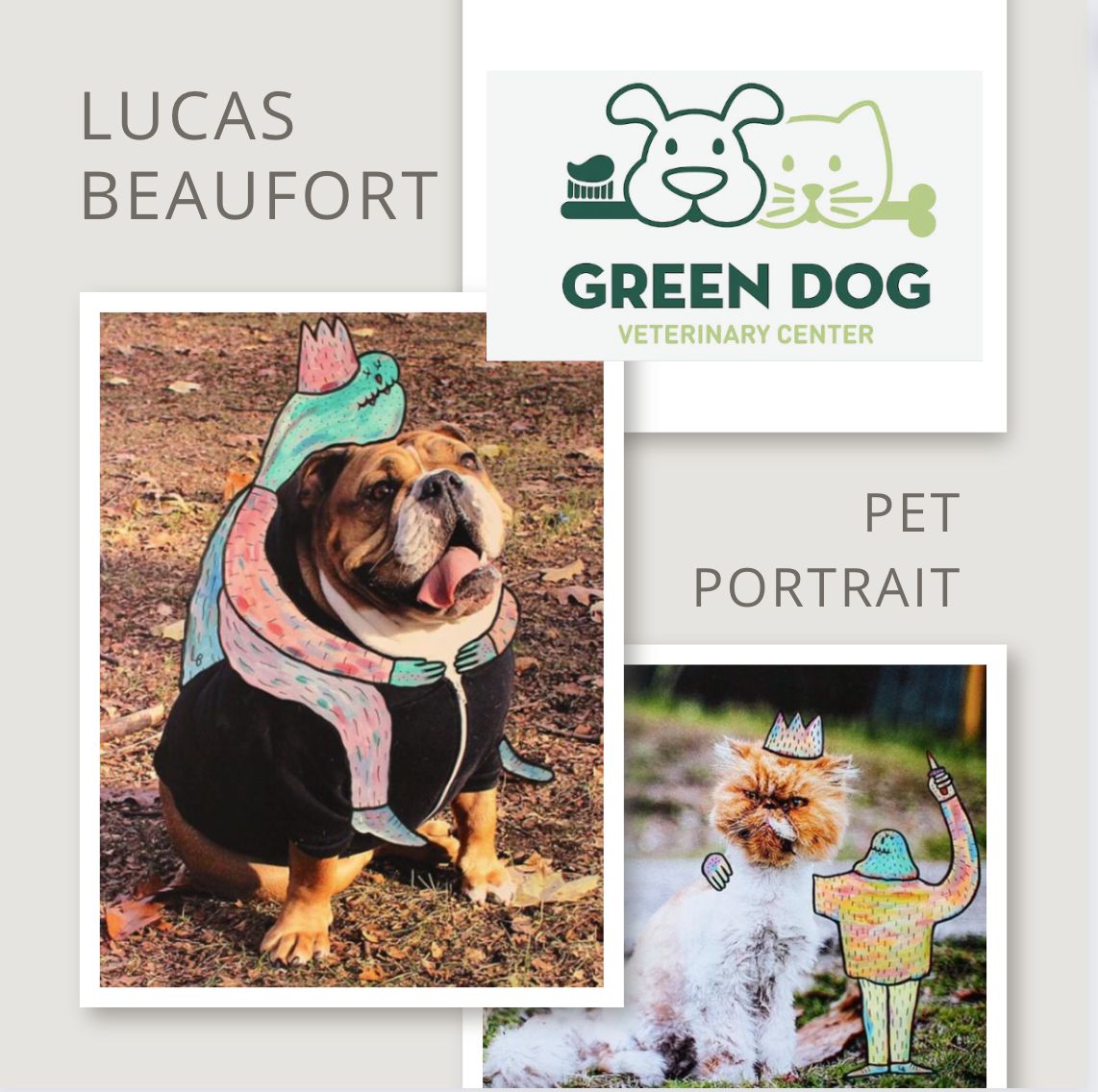Experience an exclusive art event at Green Dog Veterinary Center on May 18, 2024. Artist Lucas Beaufort will turn the clinic into an art gallery, creating unique pet portraits for select clients. Register now and send a clear photo of your dog to secure your spot. @GreenDogDental