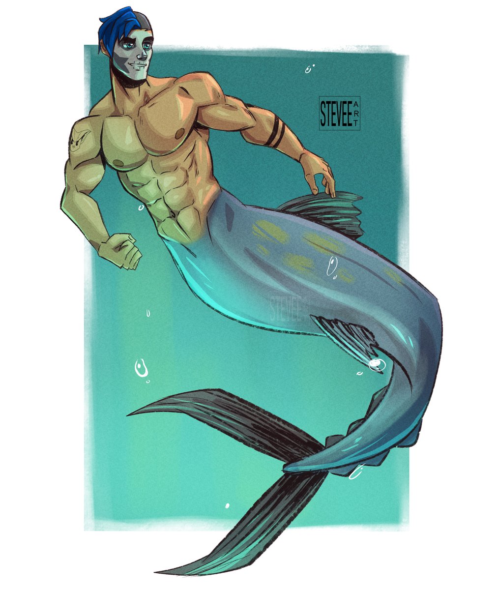 First time commissioning Johnny as a mermaid. What do you think? #OC #ArtCommission