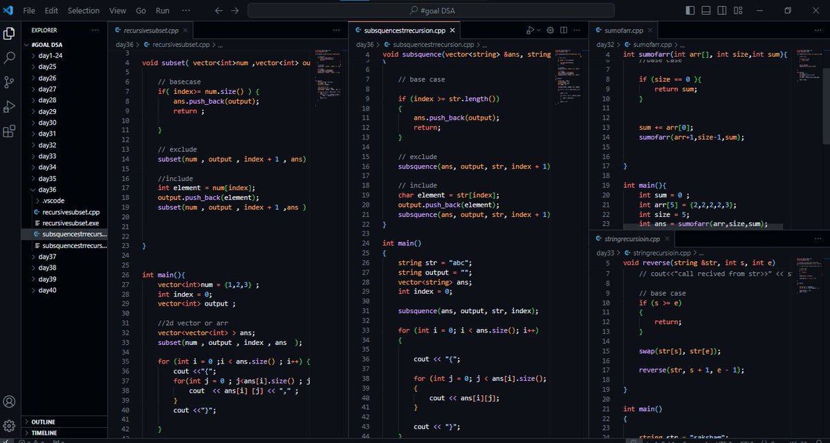 urSaksham's tweet photo. 🚀Day-31to38 for #DSA :-
 #100Daysofcode #today
Topics done in These #Days:-
-Understand Recursion
-Binary and Linear Search with Recursion
-Recursion with Strings
-Merge and Quick sort with Recursion
-Solved Subsets/Subsequences of Str, Rat in a maze, Phone keypad etc,Problems https://t.co/Q1yI0sylat
