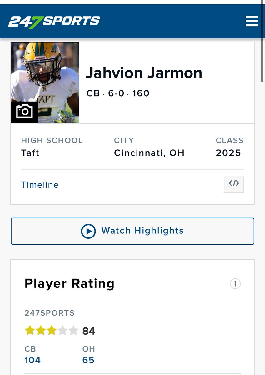 Blessed to be ranked a 3 star on 247 sports @247Sports Time to prove why!!