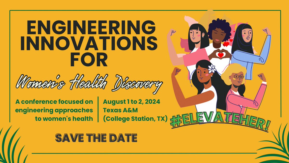 Erika Moore (@drerikamoore) on Twitter photo 🔔 CONFERENCE ALERT- biomedical engineering for innovations in women’s health w/ <a href="/NSF/">U.S. National Science Foundation</a> ElevateHER: Engineering Innovations in Women’s Health, co-organized by <a href="/LabRaghavan/">Shreya Raghavan</a> <a href="/bmentamu/">TAMU BMEN</a> and me! <a href="/UMDBIOE/">UMD Bioengineering</a>
SAVE THE DATE: t.ly/Xp6Eo
#ElevateHER <a href="/BMESociety/">Biomedical Engineering Society</a> <a href="/CMBE_BMES/">@CMBE</a> 🔔 CONFERENCE ALERT- biomedical engineering for innovations in women’s health w/ <a href="/NSF/">U.S. National Science Foundation</a> ElevateHER: Engineering Innovations in Women’s Health, co-organized by <a href="/LabRaghavan/">Shreya Raghavan</a> <a href="/bmentamu/">TAMU BMEN</a> and me! <a href="/UMDBIOE/">UMD Bioengineering</a>
SAVE THE DATE: t.ly/Xp6Eo
#ElevateHER <a href="/BMESociety/">Biomedical Engineering Society</a> <a href="/CMBE_BMES/">@CMBE</a>