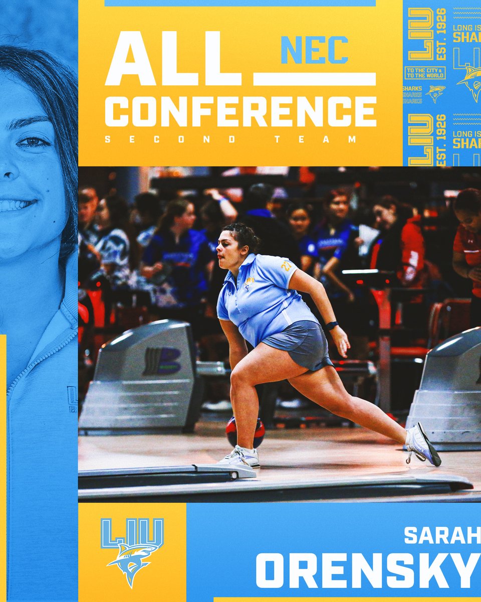 Sarah Orensky named to the All-NEC Second Team!

Congrats, Sarah!

🦈🎳