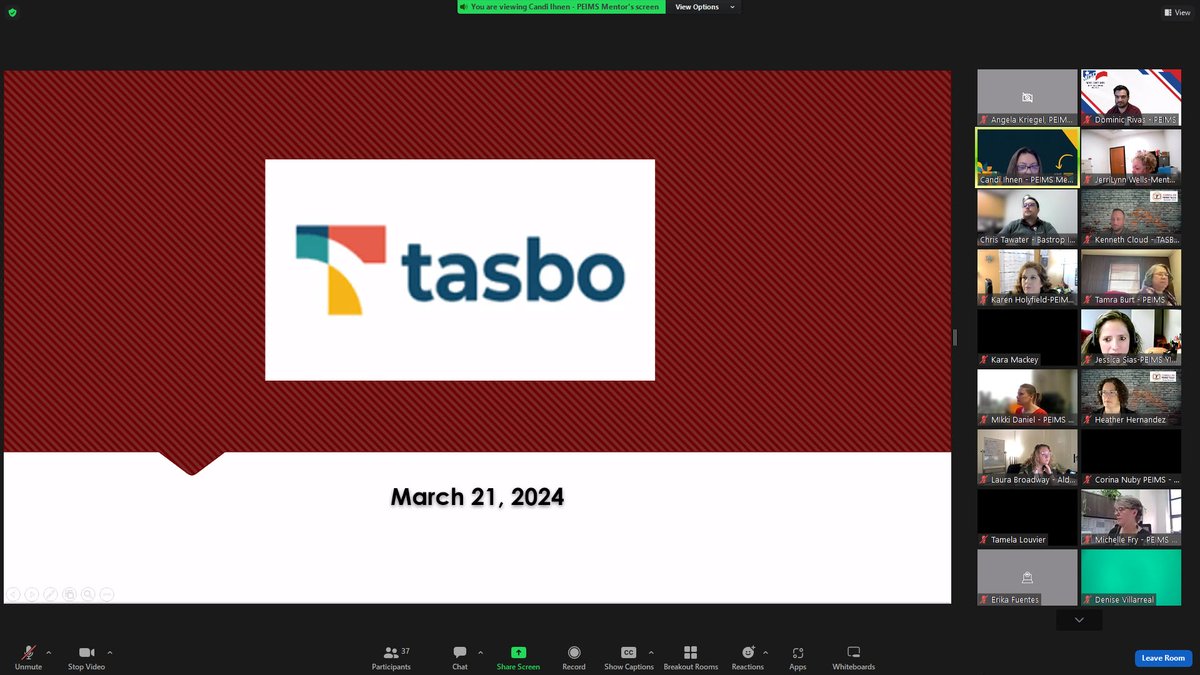 I look forward to this meeting every month! Our monthly TASBO PEIMS Mentor meeting! @kcloud66 @KarenPeims @Heather02005927 @ondatasuite1 @Midland_ISD @midlandisdtech @muniz_tech