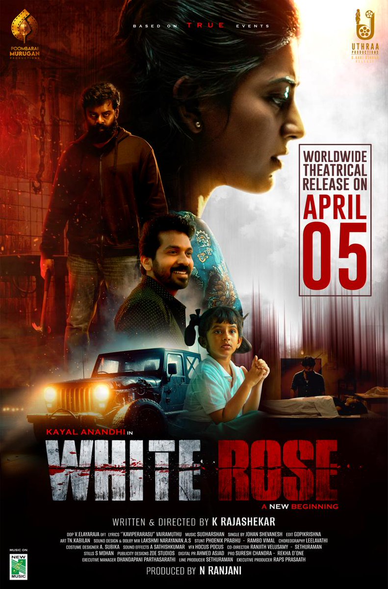 #WhiteRose From Apr 5 @NewMusicIndia @studio9_suresh @anandhiactress @dirrajshekar @udhayramakrish2 @vairamuthu @vijjith1 @nakshatra1002 @bharanisuliyan @elayadop @shan_0029 @johanmuzic @gopikri_edit @rapsprasaath @editsethu1971 @tnkabilan @SureshChandraa @D2smediaman