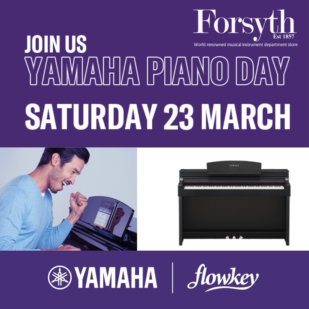 Come discover the joy of learning piano with our ✨free✨ Yamaha Piano Day this Saturday (23rd March) There will be giveaways and freebies, and expert staff will be around all day to advise on all things Yamaha Piano! forsyths.co.uk/content/461-sa…