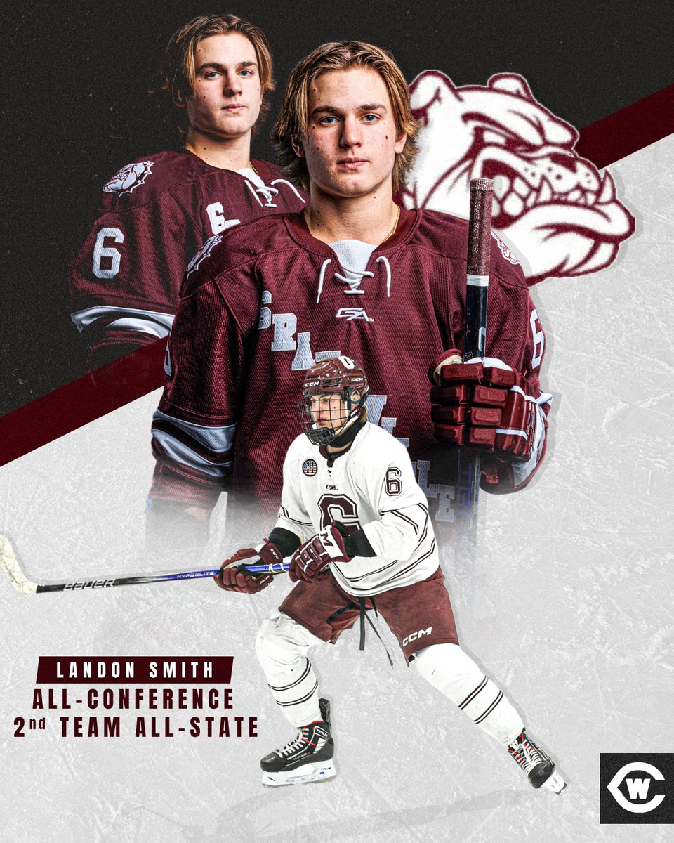 PLAYER SPOTLIGHT Congratulations to Sophomore Landon Smith on being selected as both 1st Team All-Conference & 2nd Team All-State this Hockey season as a member of the Grandville Varsity Co-Op Team! Proud of you, Landon! Keep up the great work! #WeTheWest | #GRWCAthletics