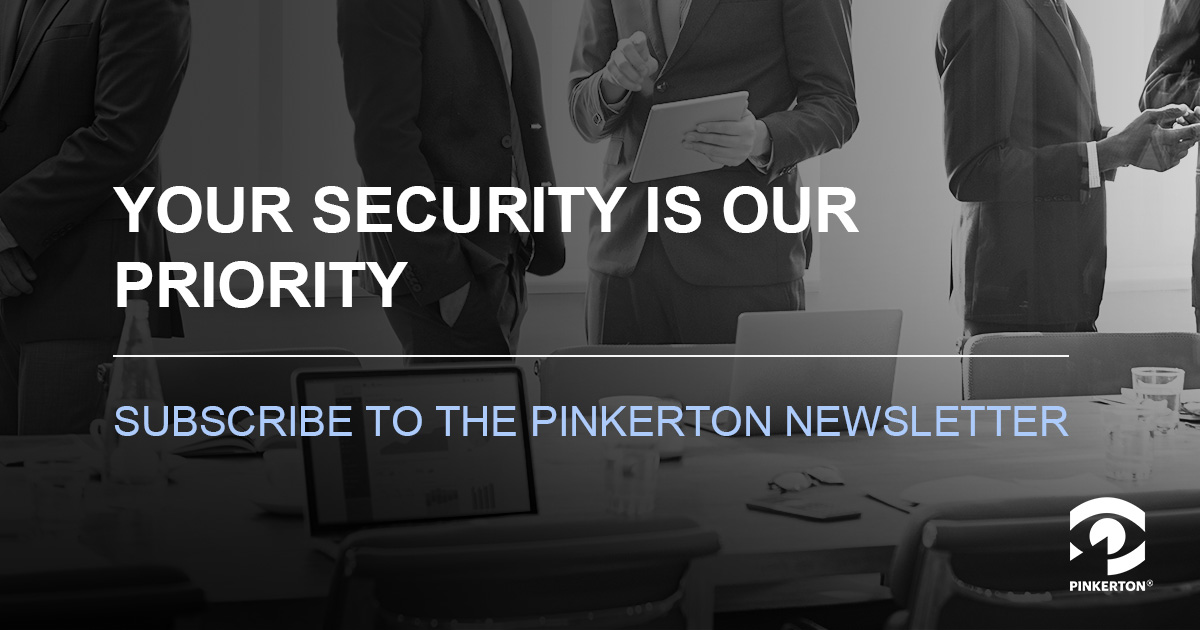 We’re security experts, and we’ve got you covered.

Subscribe to our newsletter, and you’ll find great new content from Pinkerton experts about trends and solutions in the #globalrisk landscape. We’ll also throw in a little of our history! More here: pnk.tn/73c99c