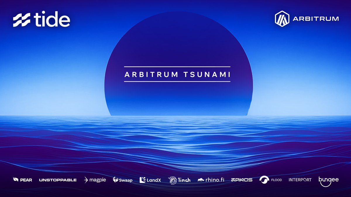 Dive into the Web3 universe where each click unlocks exiting rewards! 😍 50k ARB TOKENS REWARDS! 🎆 🌊TIDE ARBITRUM TSUNAMI CAMPAIGNS - LIVE NOW!🌊 🎉The campaigns will be live only for one week! Go check all the campaigns: tideprotocol.xyz/users/spaces/1… #tideprotocol #tidetsunami