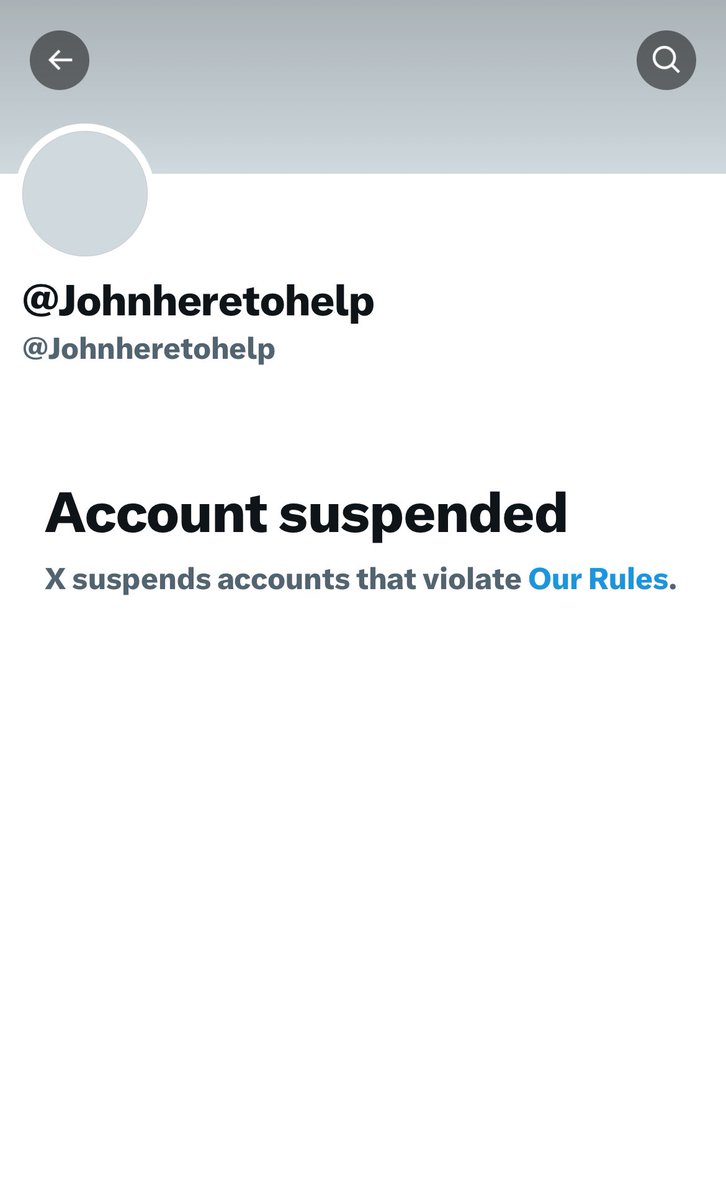 You know to tell if it’s true? @Johnheretohelp got suspended a long time ago.