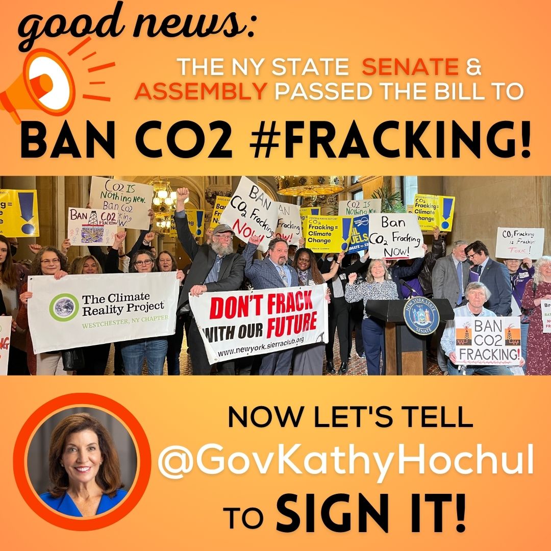 Great news! Thanks to @NYSenate, @AndreaSCousins, @SenatorLeaWebb, & @LizKrueger for passing the bill to close a loophole in NY’s #fracking ban law to include banning fracking with CO2! Now it's up to @GovKathyHochul to sign it into law to protect our health and water.