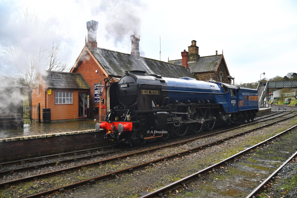 A2 Peppercorn class loco Blue Peter sat at Highley station during test runs at the <a href="/svrofficialsite/">Severn Valley Railway</a> 21.3.24