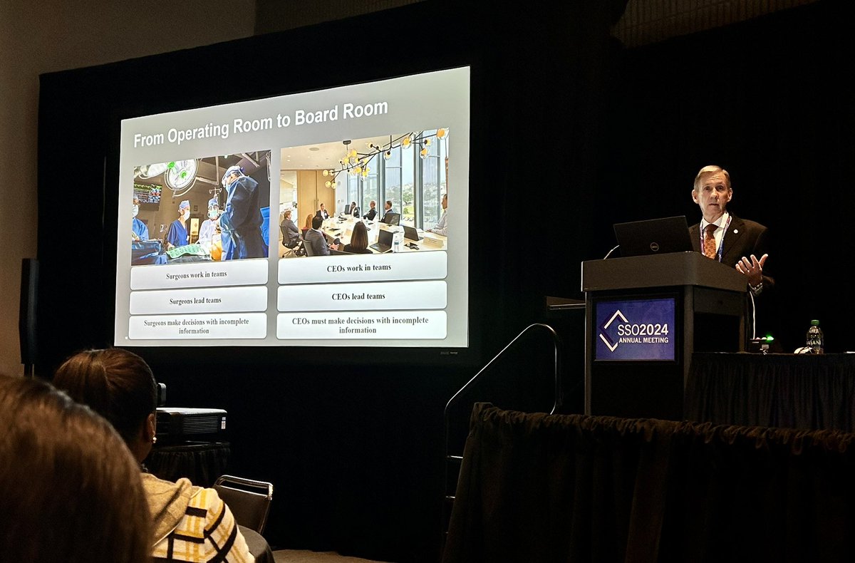 Great talk happening now at #SSO2024 by @ppisters highlighting his journey from the operating room to the board room @MDAndersonNews. Lots of leadership lessons to learn from his impressive career. #EndCancer