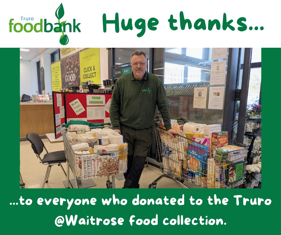 Truro Foodbank (@trurofoodbank) on Twitter photo Huge thanks to everyone who donated to the Truro <a href="/waitrose/">Waitrose & Partners</a> Food Collection yesterday. The 160kg of groceries (which equates to 266 meals) will make a real difference to the people of Truro and the surrounding area who are struggling to afford the essentials. Thank you! Huge thanks to everyone who donated to the Truro <a href="/waitrose/">Waitrose & Partners</a> Food Collection yesterday. The 160kg of groceries (which equates to 266 meals) will make a real difference to the people of Truro and the surrounding area who are struggling to afford the essentials. Thank you!