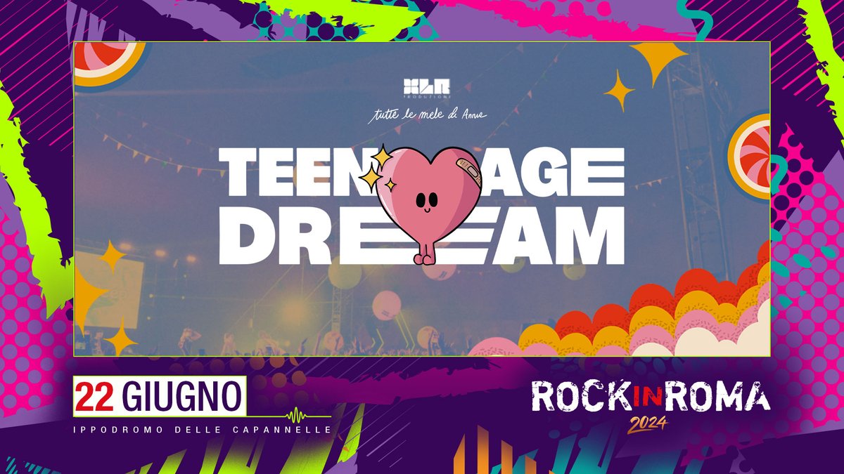 Teenage Dream, la festa di tutti, è pronta a girare tutta l’Italia per un’estate indimenticabile: nuova stagione, nuovo spettacolo, nuove vibes! 22 GIUGNO 2024 | @teenagedreamita @ Rock in Roma 📍 Ippodromo delle Capannelle Biglietti disponibili da ora su @TicketOneIT