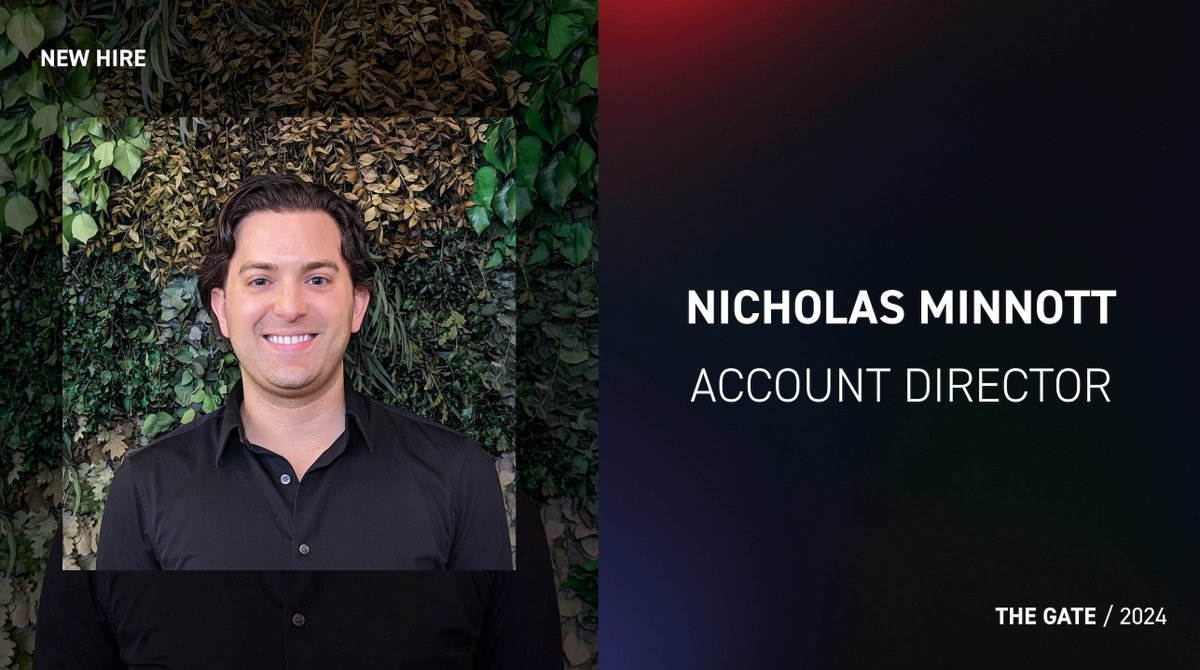 **New Gater** We'd like to give a warm welcome to Nicholas Minnott, who joined the crew as Account Director👋 Welcome aboard Nicholas! #WalkThroughWalls