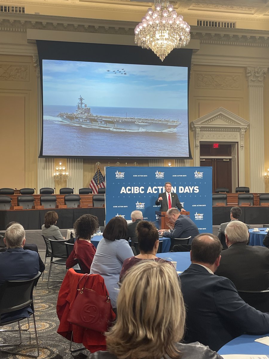 Virginia plays a critical role in the development of our Navy’s aircraft carriers, and now more than ever, we must preserve the strength of our carrier force. It was great to speak at the @ACIBC breakfast yesterday on Capitol Hill.