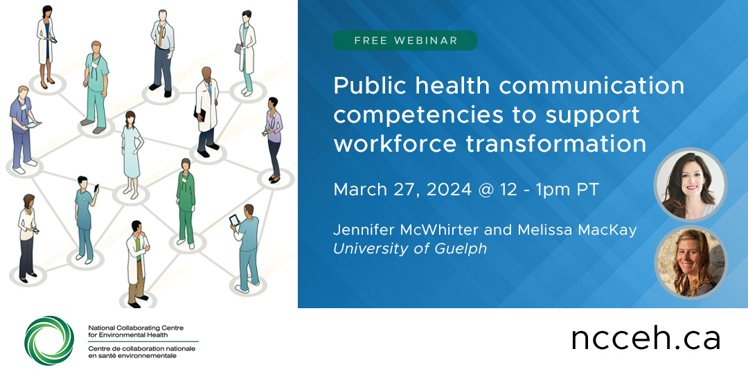 Upcoming webinar! Learn about a CIHR-funded project developing a contemporary health communication competency framework that will contribute to public health systems transformation. 📆 March 27, 2024 @ 12 - 1pm PT REGISTER FREE 👉 ncceh.ca/events/upcomin…