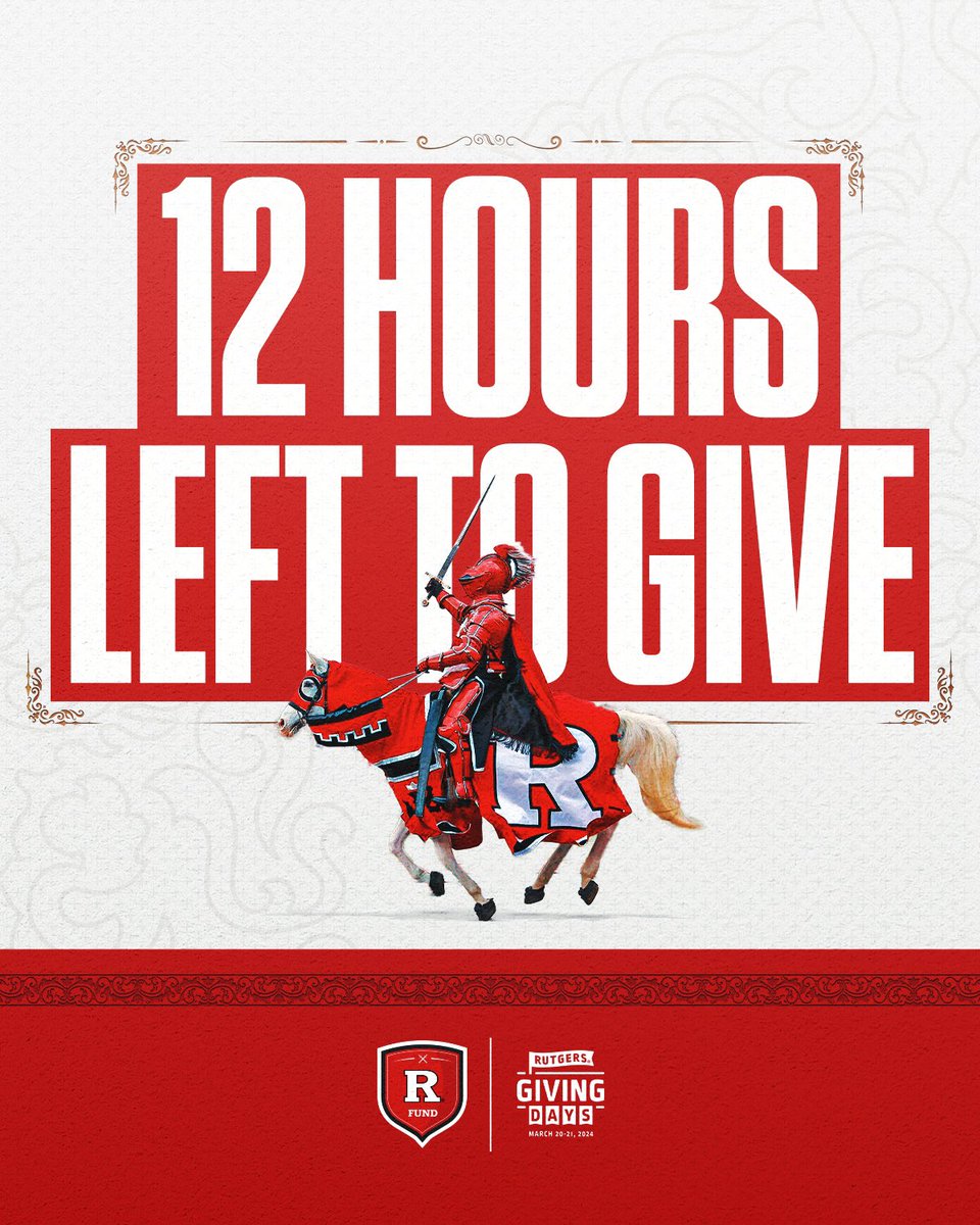 🚨 Hurry, time is running out! Only 12 hours left to show your support on Rutgers Giving Days. Your contribution can make a lasting impact on our community. 👉 give.rutgersfoundation.org/womens-volleyb…… Let's make every minute count and rally together to make a difference! #RUGivingDays