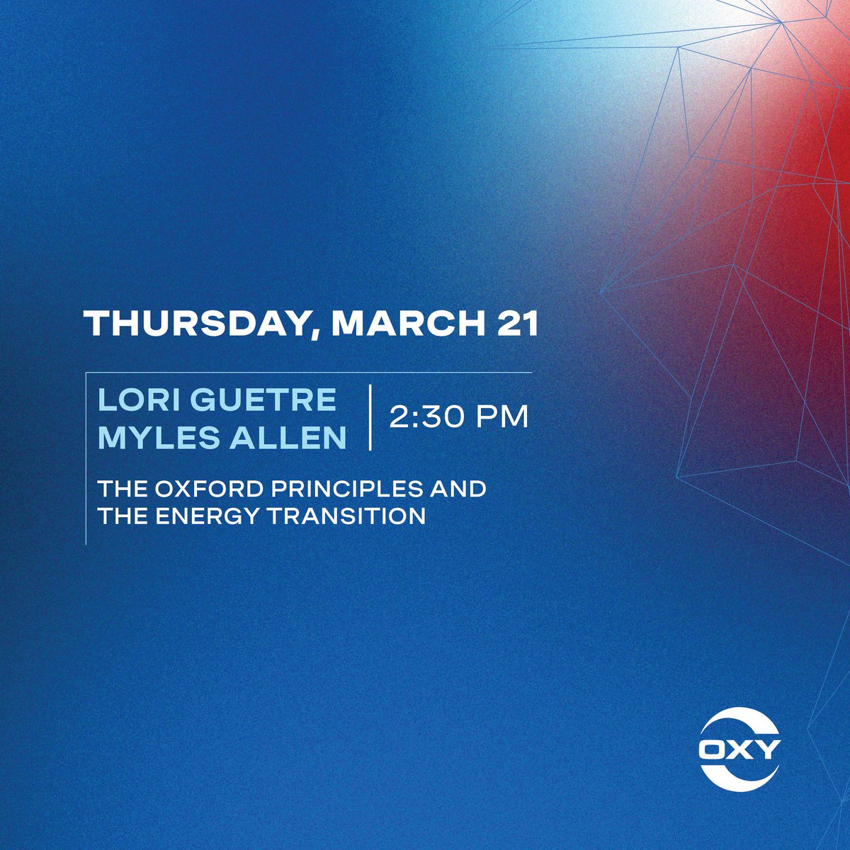 Last call! 📣 Professor Myles Allen from the University of Oxford is joining 1PointFive’s Lori Guetre to discuss the Oxford Principles and the energy transition. 

Make your way over to Oxy's Partner House in the Innovation Agora this afternoon.

#CERAWeek #CWAgora