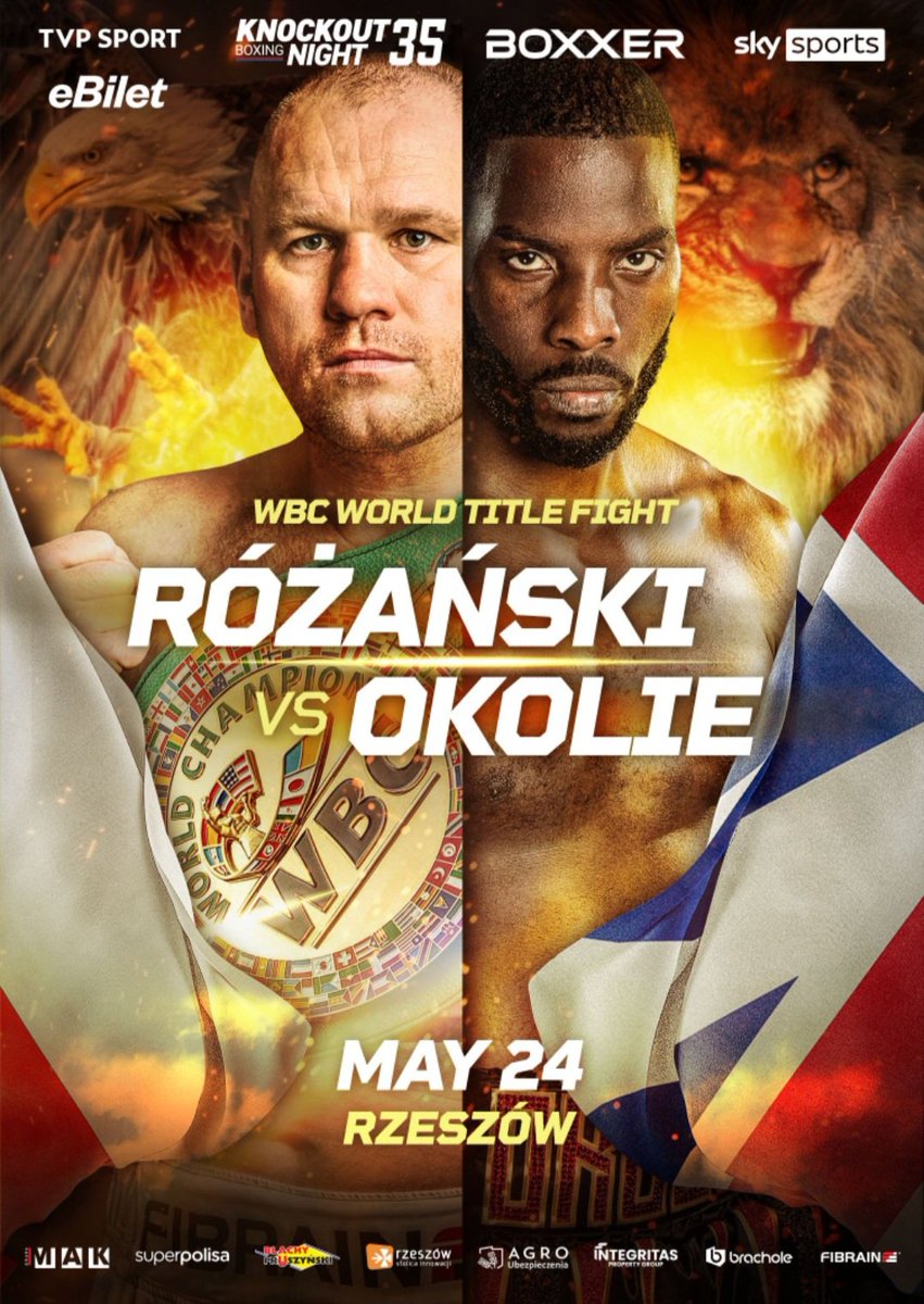 ANNOUNCED 🚨

🆚️ Lukasz Różański vs Lawrence Okolie 
🏆WBC Bridgerweight World Title 
🏟 Rzeszów, Poland 
🗓 May 24th
📺 Sky Sports 

#RozanskiOkolie #Boxing