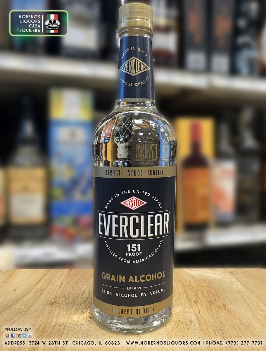 🔥 Hot New Arrival 🔥 EVERCLEAR GRAIN ALCOHOL 151 PROOF 750ML. Distilled  from 100% selected grains, Everclear provides a neutral flavor profile  along with a high proof. #lavillita #littlevillage #thewindicity  #liquorstore #chicagoliquorstore