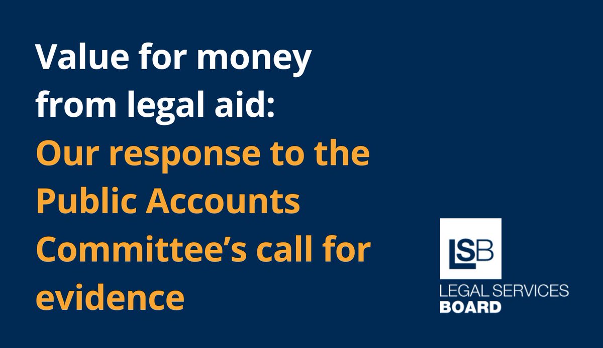 We recently provided written evidence to the Public Accounts Committee’s inquiry on value for money from legal aid. We have published our response online legalservicesboard.org.uk/wp-content/upl…