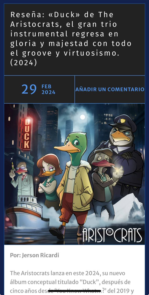 For our Spanish speaking fans - another excellent review of DUCK, this time from the good folks at Nación Progresiva 🤘 nacionprogresiva.wordpress.com/2024/02/29/res…