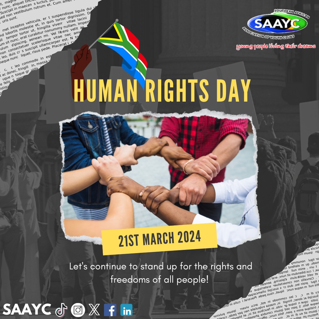 [HUMAN RIGHTS DAY] Today, we honour those who paved the way for more inclusive societies.   All human beings are born free and equal in dignity and rights. They are endowed with reason and conscience and should act towards one another in a spirit of ubuntu. #SAAYC #HumanRights